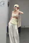 Un Morceau lace velvet stitching twists tube top UM231SZ17 PUM37